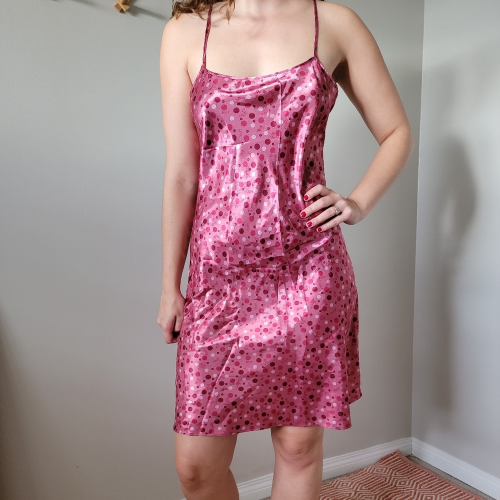 Gloria Vanderbilt Pink Polka Dot Slip Dress